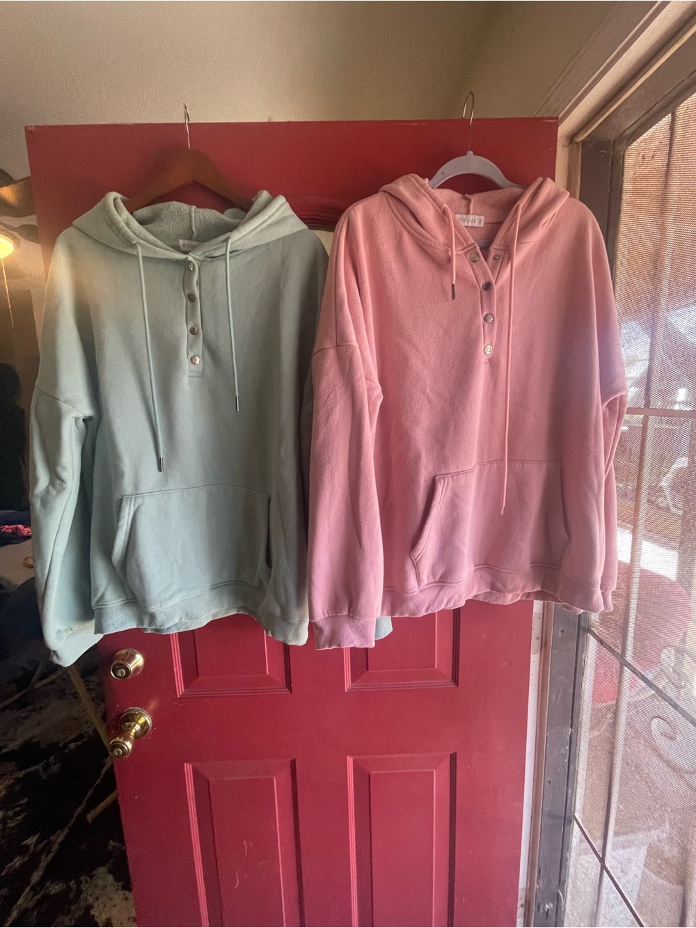 Women's Pink Hooded Pullover Sweatshirt